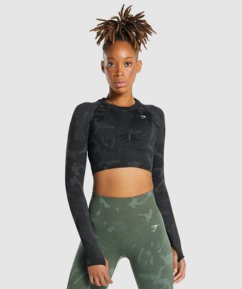 Dámské Long Sleeve Gymshark Adapt Camo Seamless Černé | CZ 3517ZUT
